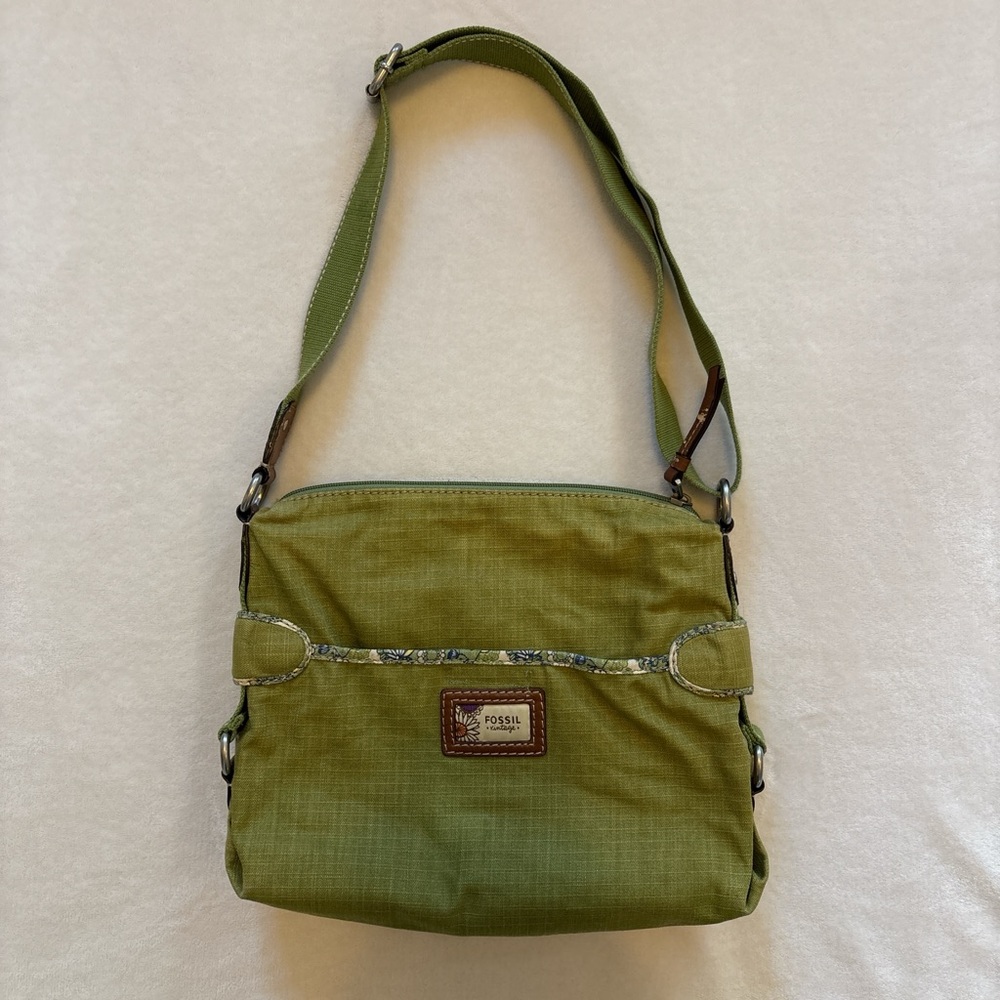 Fossil Y2K 2000's Green Fossil Canvas Purse/Bag - READ